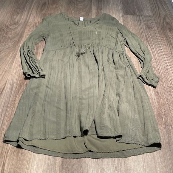 Old Navy Olive Green Dress- Medium- Long Sleeve - Picture 2 of 7